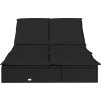 Zahradní lehátko pro 2 osoby s poduškami polyratan [319645] (Barva Černá a krémová)