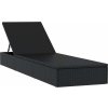 Zahradní lehátko 1 ks s poduškou 201x55x62 cm polyratan [319632] (Barva Černá)