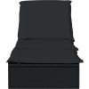Zahradní lehátko 1 ks s poduškou 201x55x62 cm polyratan [319632] (Barva Černá)