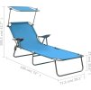 Zahradní lehátko se stříškou ocel [310336] (Barva Modrá)