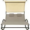 Dvojité zahradní lehátko s baldachýnem textilen [310549] (Barva taupe a krémová)