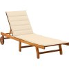 Zahradní lehátko s poduškou masivní akáciové dřevo [3061347] (Barva Béžová)