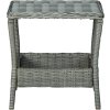 Zahradní stolek 45 x 45 x 46,5 cm polyratan [313307] (Barva Světle šedá)