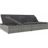 Rozkládací opalovací lehátko s poduškami polyratan [317240] (Barva Tmavě šedá)