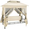 Zahradní rozkládací houpačka s altánem [43239] (Barva Krémová bílá)