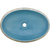 Umyvadlo na desku oválné 59 x 40 x 15 cm keramika [155093] (Barva Šedá a modrá)