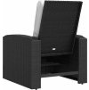 Zahradní polohovací křeslo s poduškami polyratan [364105] (Barva Černá)