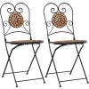 Skládací bistro židle 2 ks keramické a bílé [41535] (Barva Hnědá a bílá)