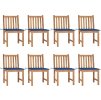 Zahradní židle 8 ks s poduškami masivní teak [3073143] (Barva Šedá)
