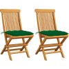 Zahradní židle s mi poduškami 2 ks masivní teak [3062480] (Barva Zelená)