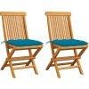 Zahradní židle s mi poduškami 2 ks masivní teak [3062480] (Barva Zelená)