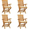 Zahradní židle se mi poduškami 4 ks masivní teak [3065618] (Barva Šedá)