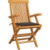 Zahradní židle se mi poduškami 4 ks masivní teak [3065618] (Barva Šedá)