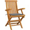 Zahradní židle se mi poduškami 4 ks masivní teak [3065618] (Barva Šedá)