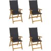 Zahradní polohovací židle s poduškami 4 ks masivní akácie [3065354] (Barva Černá)