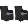 Zahradní židle 2 ks s poduškami polyratan [44146] (Barva Černá)