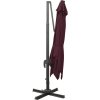 Boční zahradní slunečník s tyčí a LED světly 300 cm [312350] (Barva Vínová)