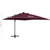 Boční zahradní slunečník s tyčí a LED světly 300 cm [312350] (Barva Vínová)