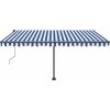 Automatická markýza LED a senzor větru 400x350 cm [3069831] (Barva Modro-bílá)