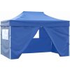 Rozkládací stan nůžkový se 4 bočnicemi 3 x 4,5 m [42512] (Barva Modrá)