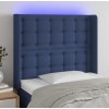Čelo postele s LED 83 x 16 x 118/128 cm textil [3124462] (Barva Modrá)