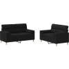 2dílná sedací souprava s polštáři textil [3201588] (Barva Černá)