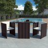 3dílný bistro set s poduškami polyratan [42484] (Barva Černá)