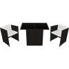 3dílný bistro set s poduškami polyratan [42484] (Barva Černá)