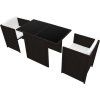 3dílný bistro set s poduškami polyratan [42484] (Barva Černá)