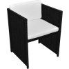 3dílný bistro set s poduškami polyratan [42484] (Barva Černá)