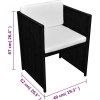 3dílný bistro set s poduškami polyratan [42484] (Barva Černá)