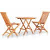 3dílný bistro set s mi poduškami masivní teakové dřevo [3063226] (Barva Šedá)