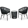 3dílný bistro set s poduškami PE ratan [48138] (Barva Černá)