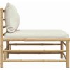 Zahradní středová pohovka s krémově mi poduškami bambus [313146] (Barva Bílá)