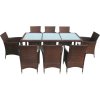 9dílný zahradní jídelní set s poduškami polyratan [3094838] (Barva Černá a hnědá)