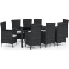 9dílný zahradní jídelní set s poduškami polyratan [3094838] (Barva Černá a hnědá)