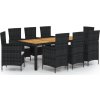 9dílný zahradní jídelní set s poduškami polyratan [3094838] (Barva Černá a hnědá)