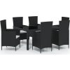 7dílný zahradní jídelní set s poduškami polyratan [3094844] (Barva Černá)