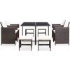 9dílný zahradní jídelní set s poduškami polyratan [42522] (Barva Černobílý)