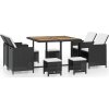 9dílný zahradní jídelní set s poduškami polyratan [42522] (Barva Černobílý)