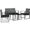 5dílný zahradní jídelní set s poduškami PP ratan [360217] (Barva Tmavě šedá)