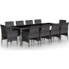 11dílný zahradní jídelní set polyratan [3058572] (Barva Černá)