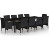 11dílný zahradní jídelní set polyratan [3058572] (Barva Černá)
