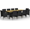 11dílný zahradní jídelní set polyratan [3058572] (Barva Černá)