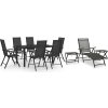 10dílný zahradní jídelní set a antracitový [3070646] (Barva Stříbrná)