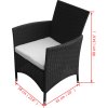 5dílný zahradní jídelní set s poduškami polyratan [3094834] (Barva Černá a hnědá)