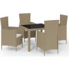 5dílný zahradní jídelní set s poduškami polyratan [3094834] (Barva Černá a hnědá)