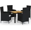 5dílný zahradní jídelní set s poduškami polyratan [3094834] (Barva Černá a hnědá)