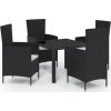 5dílný zahradní jídelní set s poduškami polyratan [3094834] (Barva Černá a hnědá)