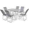 8dílný zahradní jídelní set ocel a textilen [43786] (Barva Šedá)